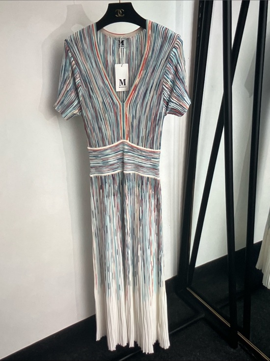 Missoni Dresses & Skirts - Missoni Multicolor Striped V-Neck Pleated Midi Dress
